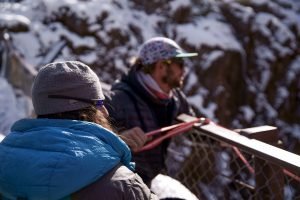 Preparing for a slacklining adventure 